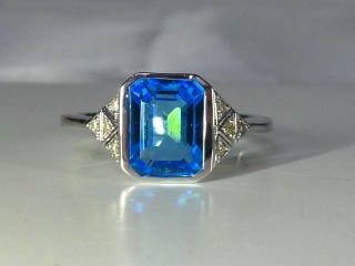 Blue Topaz & Diamond ring