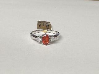 Fire Opal & diamond ring