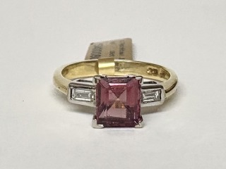 Pink tourmaline and diamond ring