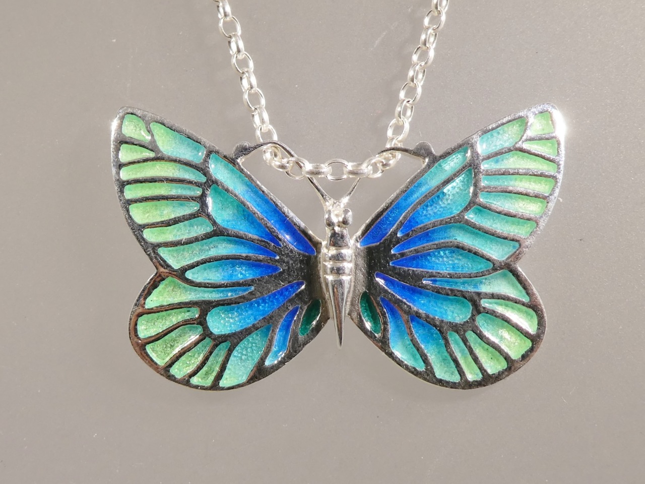 Silver enamel butterfly pendant | Enamel Jewellery | Celtic Gold