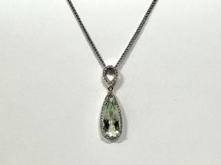 Green Amethyst & diamond pendant