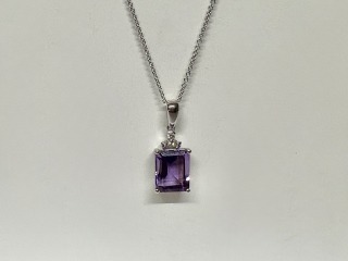 Amethyst and diamond pendant
