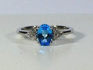 Blue Topaz & Diamond ring