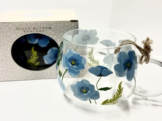 Dark blue flower glass mug
