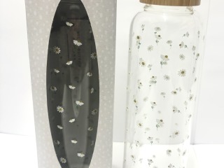 Daisy glass water bottle