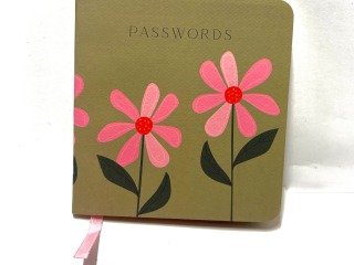 Green with pink flowers.- Password book.