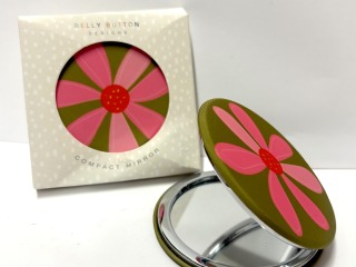 Green and pink flower- Compact mirror