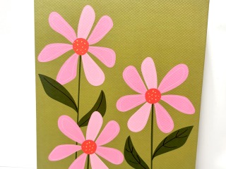 Thoughts, Notes & ideas. green with pink flowers.