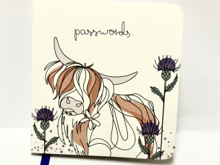 Highland cow password book.