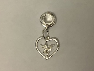 Three legs of Man set in heart charm carrier - charm712