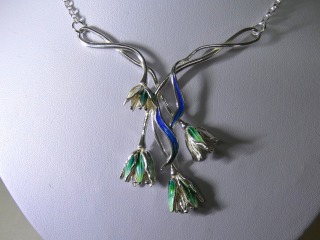 Silver enamel necklace OON2