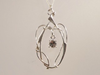 Silver Celtic Pendant with CZ