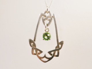 Silver Celtic Pendant with Peridot