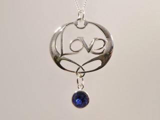 Silver Celtic Pendant with blue cz