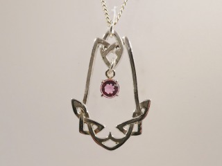 Silver Celtic Pendant with Pink cz