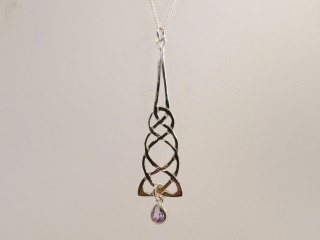 Silver Celtic Pendant with amethyst