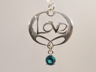 Silver Celtic Pendant with teal cz