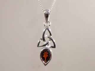 Silver Celtic Pendant with Garnet colour stone