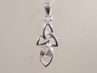Silver Celtic Pendant with CZ stone
