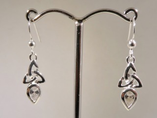 Silver Celtic earrings with CZ stone
