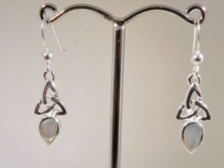Silver Celtic earrings with Moonstone
