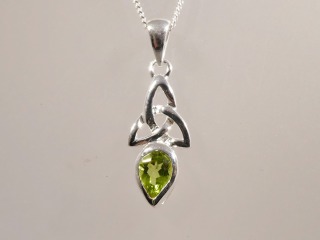 Silver Celtic Pendant with Peridot colour stone