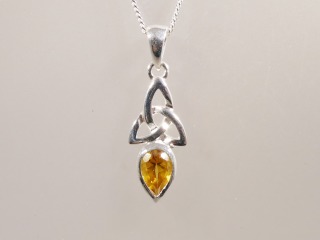 Silver Celtic Pendant with Citrine colour stone