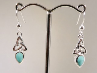 Silver Celtic earrings with Turquoise stone