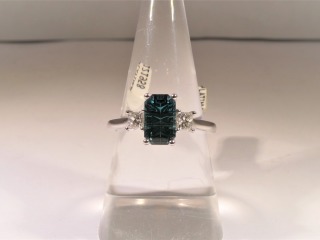 Blue Tourmaline & Diamond ring