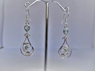 Silver blue topaz earrings
