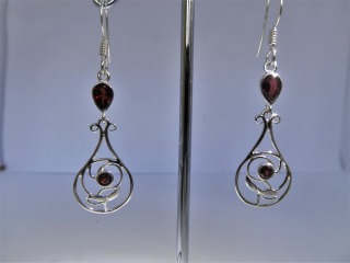Silver garnet earrings