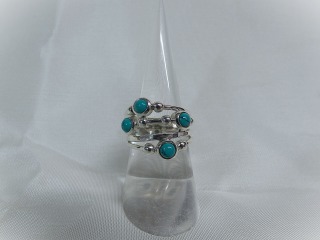 Silver turquoise stone set ring 
