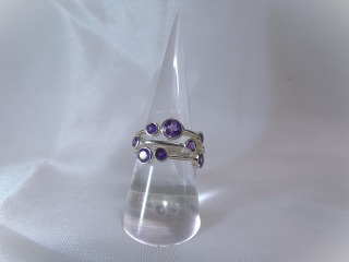 Silver Amethyst stone set ring 