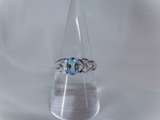Silver Celtic Aquamarine ring