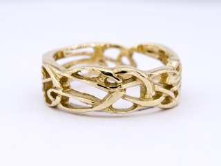 Archibald Knox style Celtic ring 9ct yellow gold Size L